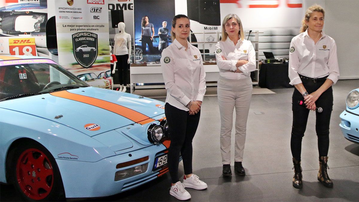 Ares Lahoz y Mercè Martí, durante la presentación del equipo Team Porsche Barcelona