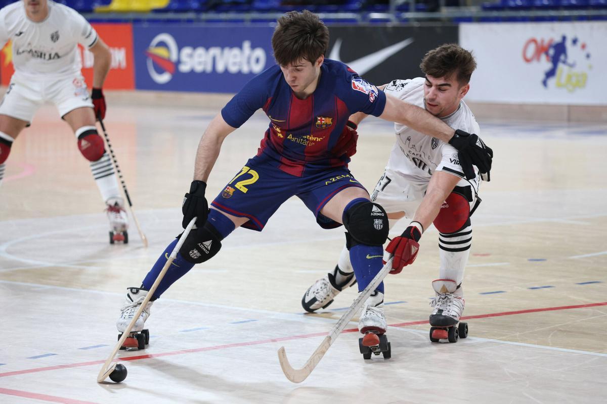 Barça Hockey vs Reus Deportiu OK Lligs Palau Blaugrana | Gorka Urresola. eloi cervera. barça . reus deportivo. liga españa 2025/2026 barça . reus deportivo. accion. palau blaugrana