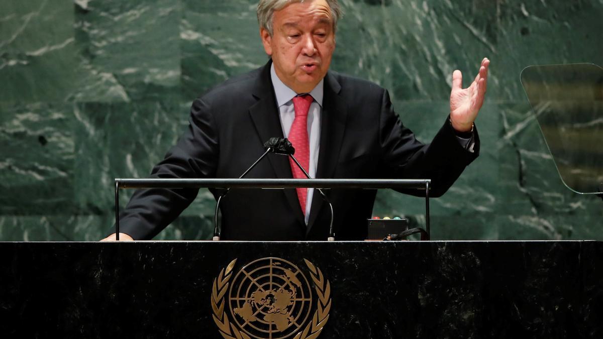 El secretario general de la ONU, António Guterres, en la apertura de la 76ª Asamblea General de la ONU.