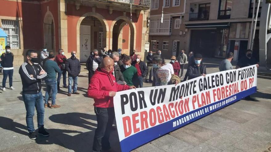 La concentración de ayer delante del Concello de Bueu. |   //