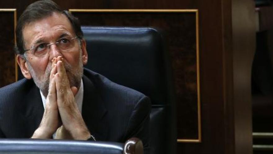 Mariano Rajoy, pensativo en el Congreso.