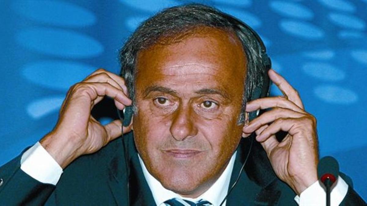 Michel Platini, durante una conferencia de prensa en Minsk, el pasado lunes.