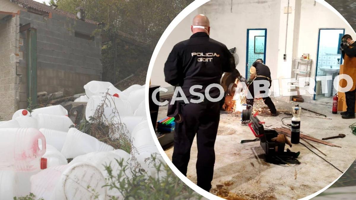 Agentes de la Brigada Central de Estupefacientes de la Policía Nacional en Cotobade (Pontevedra)