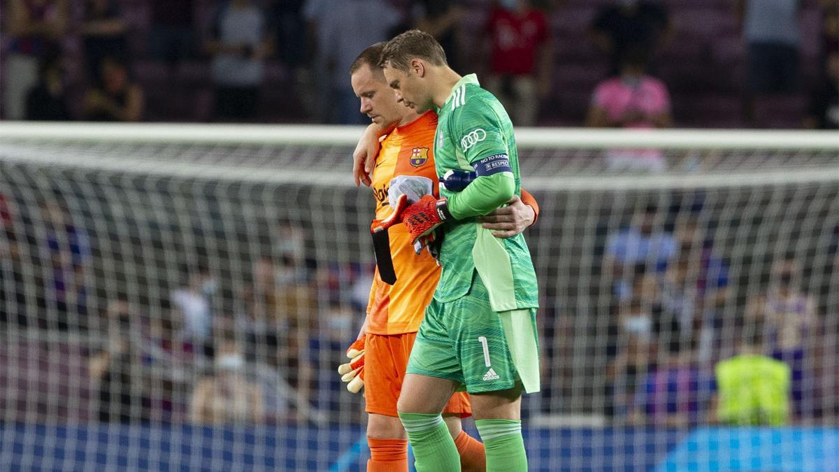 Ter Stegen y Neuer, tras el Barça - Bayern de esta temporada en el Camp Nou