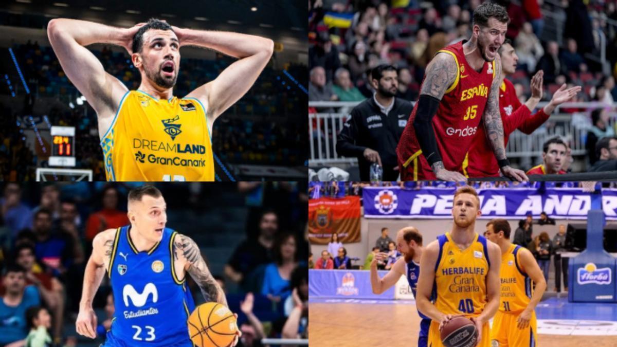 De izquierda a derecha y de arriba a abajo: Pierre Pelos, Fran Guerra, Roberts Stumbris y Luke Fischer, integrantes del juego interior del CB Gran Canaria.