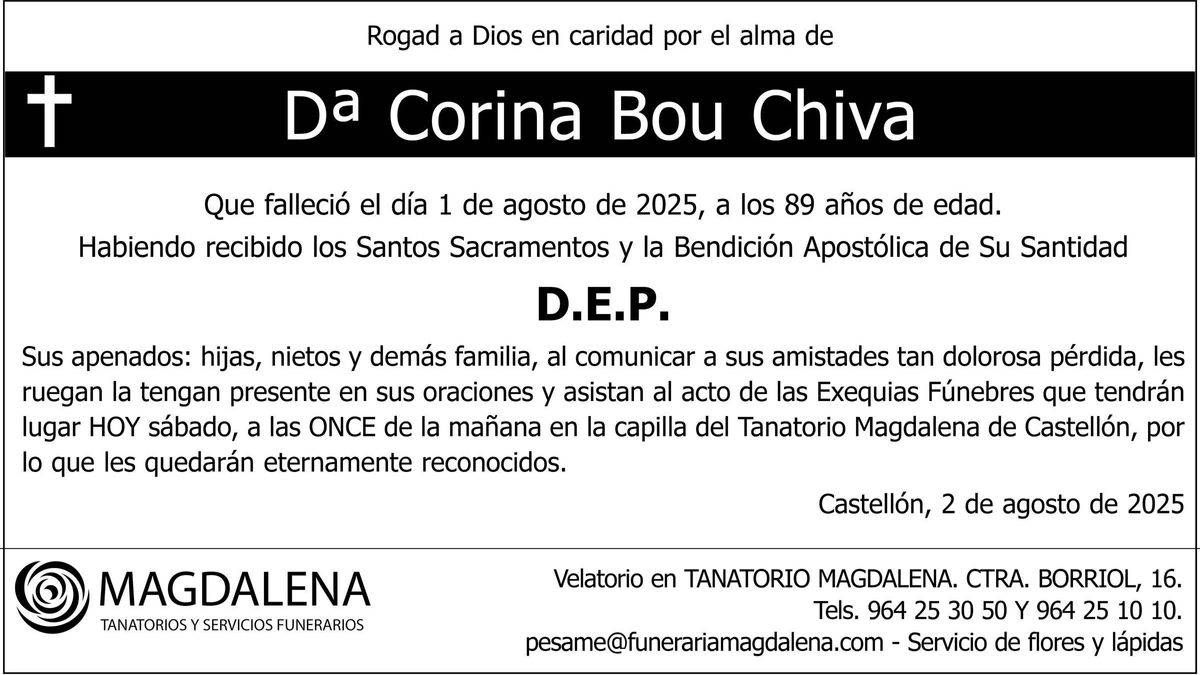 Dª Corina Bou Chiva
