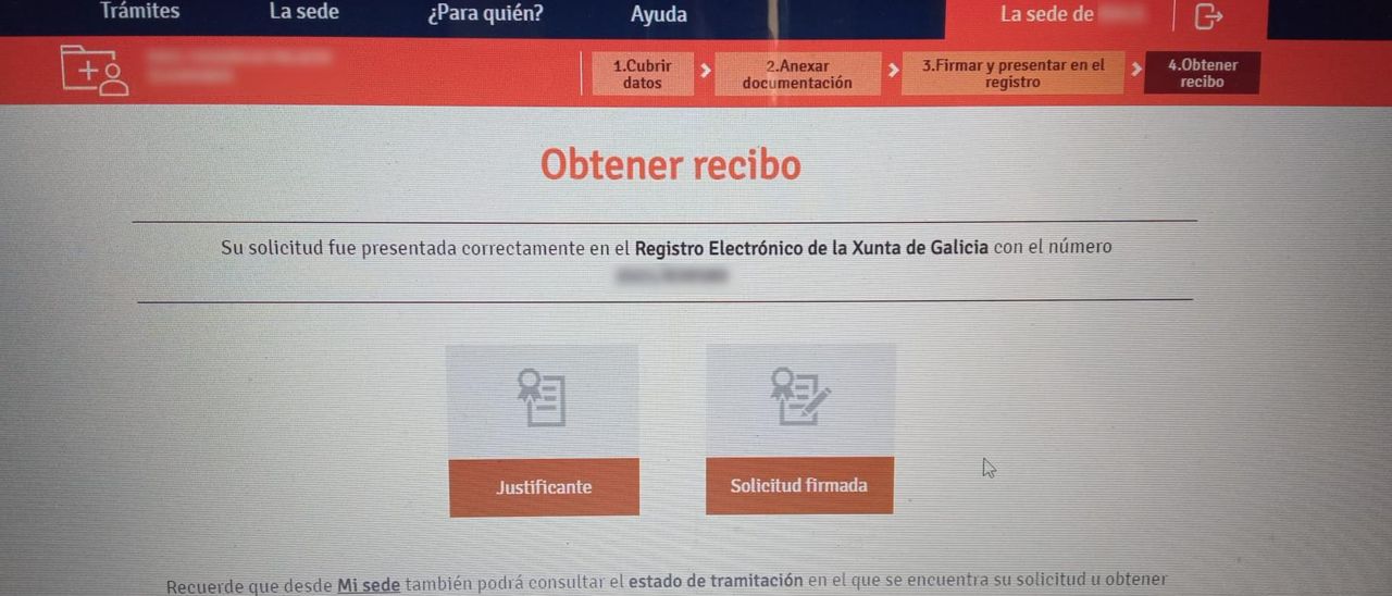 Resguardo que acredita la solicitud del bono turístico Quedamos en Galicia.