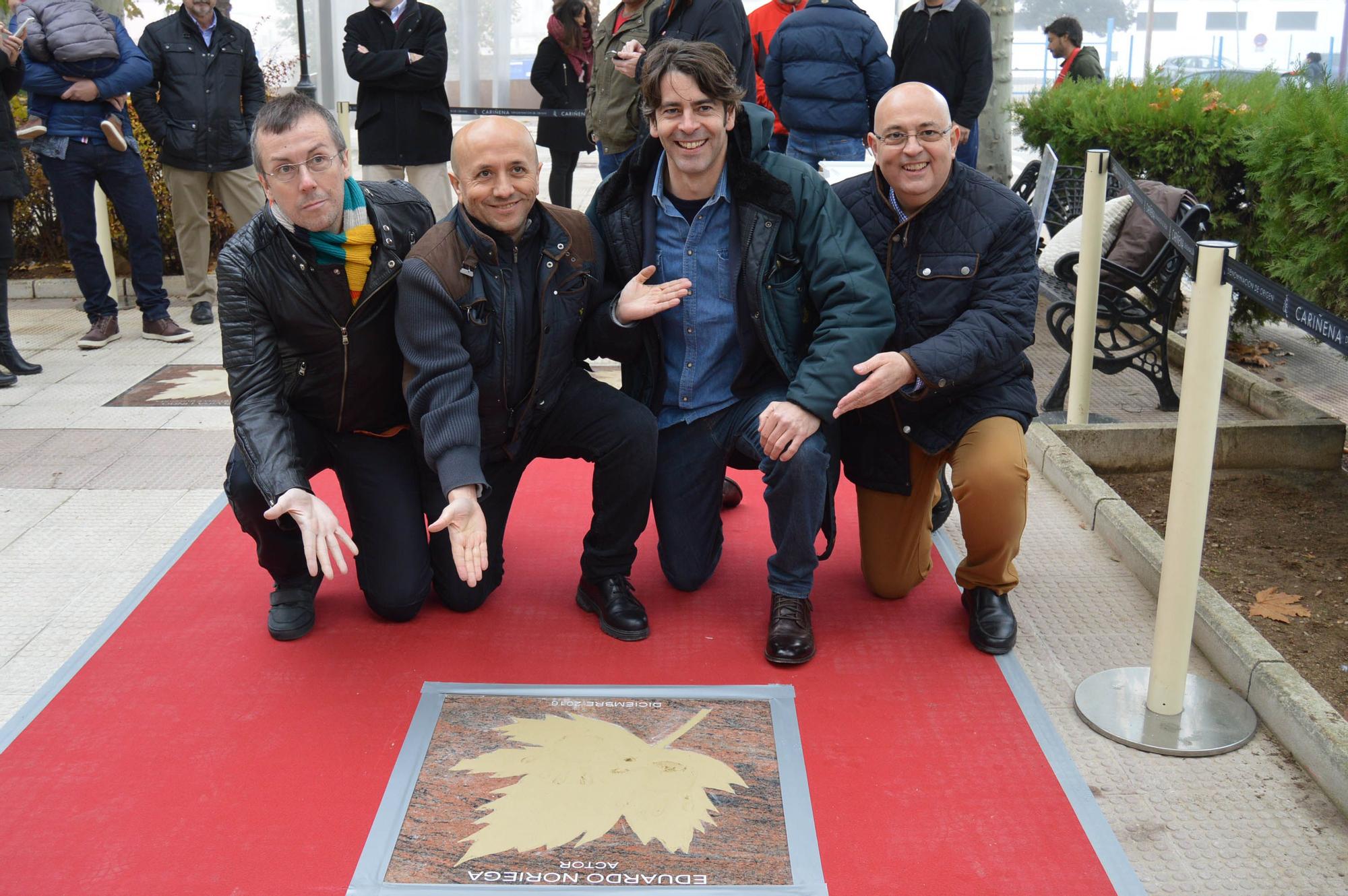 Miguel Ángel Lamata, Luis Alegre, Eduardo Noriega y José Luis Campos, en 2016, en Cariñena.