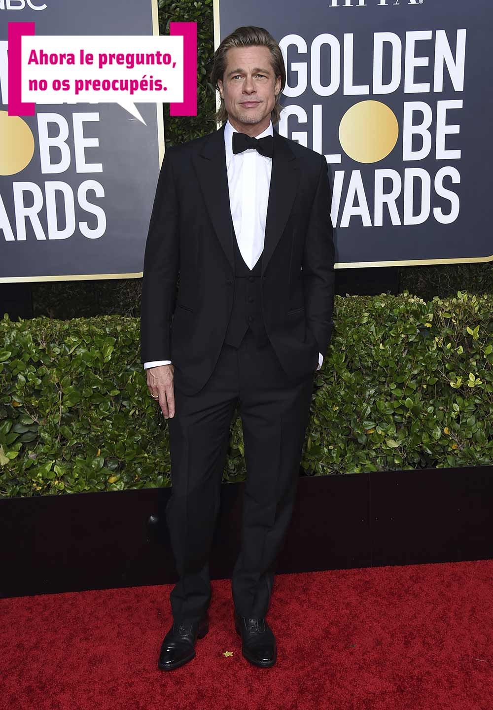 Brad Pitt con bocadillo Cuore en los Globos de Oro