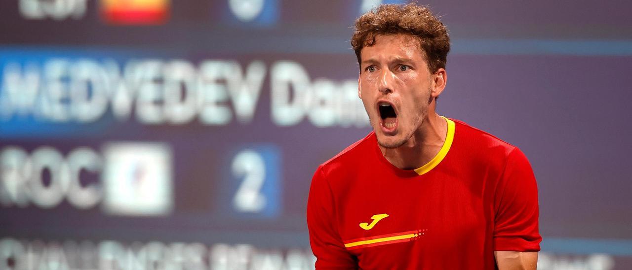 Pablo Carreño celebra su victoria ante Medvedev