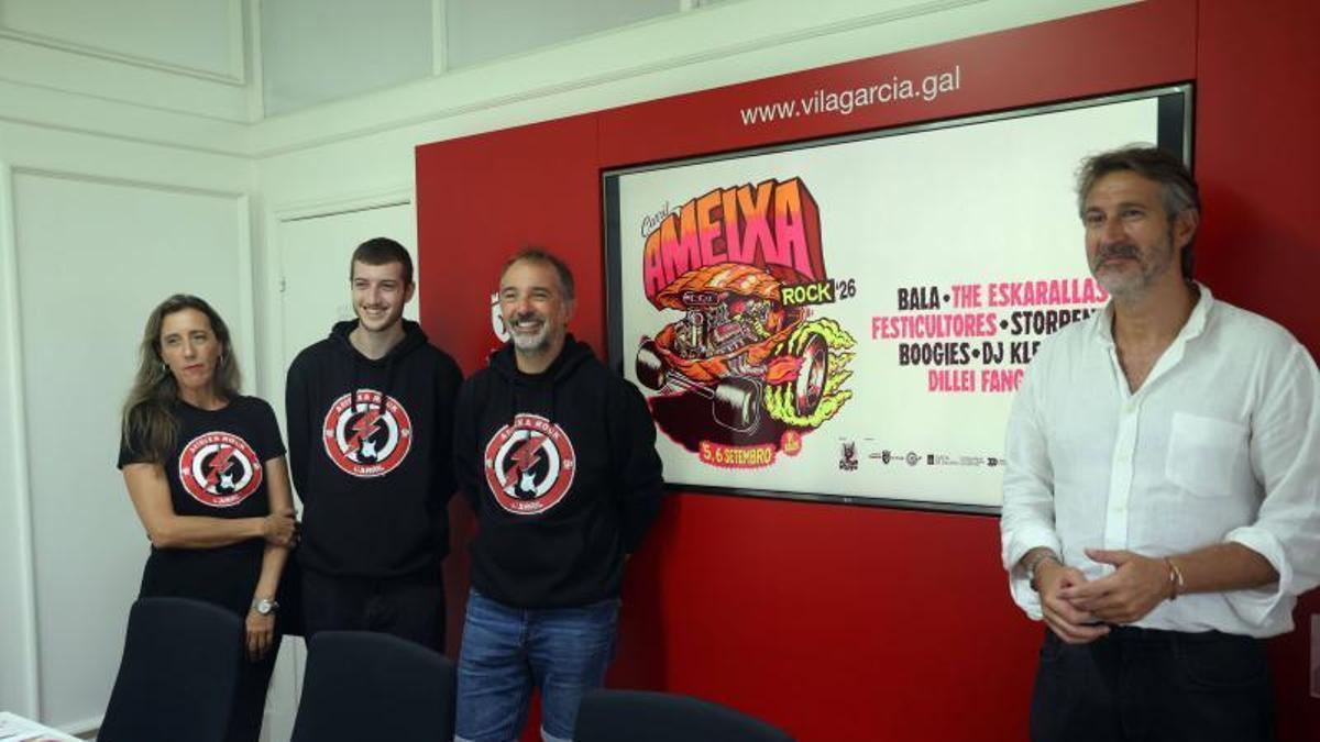 La presentación del Ameixa Rock, en el Ayuntamiento de Vilagarcía.