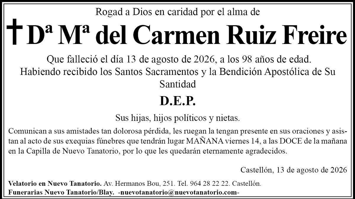 Dª Mª del Carmen Ruiz Freire