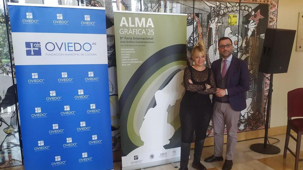 Marta Fermín y David Álvarez, en la presentación de la octava edición de Alma Gráfica.