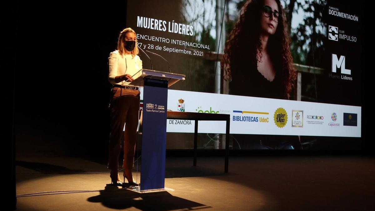 La directora general de Turismo de la Junta de Castilla y León, Estrella Torrecilla, en la inauguración de Mujeres Líderes de las Américas, este lunes en Zamora