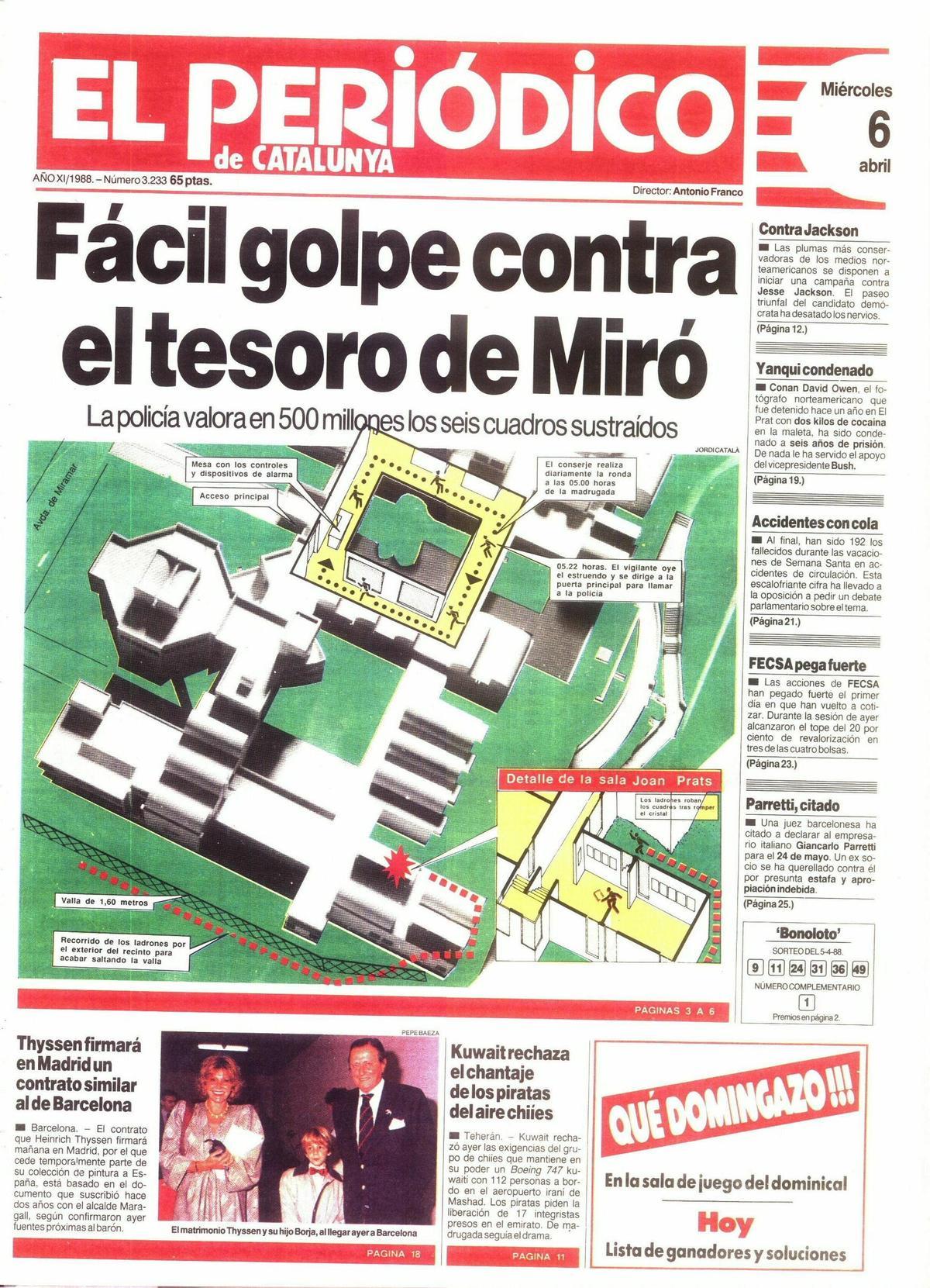 Portada de EL PERIÓDICO del 6 de abril de 1988