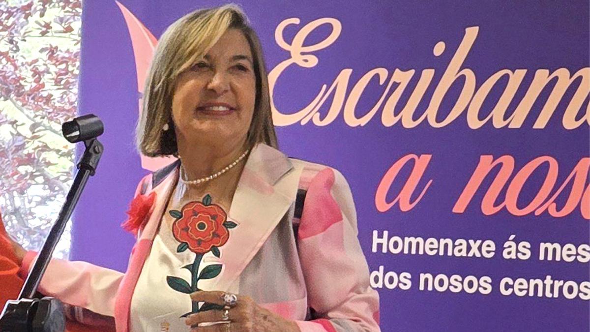 Maricarmen Vázquez, durante su homenaje en Mos.