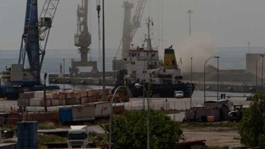 Imagen de la actividad en uno de los muelles del Puerto en los que se descargan graneles.