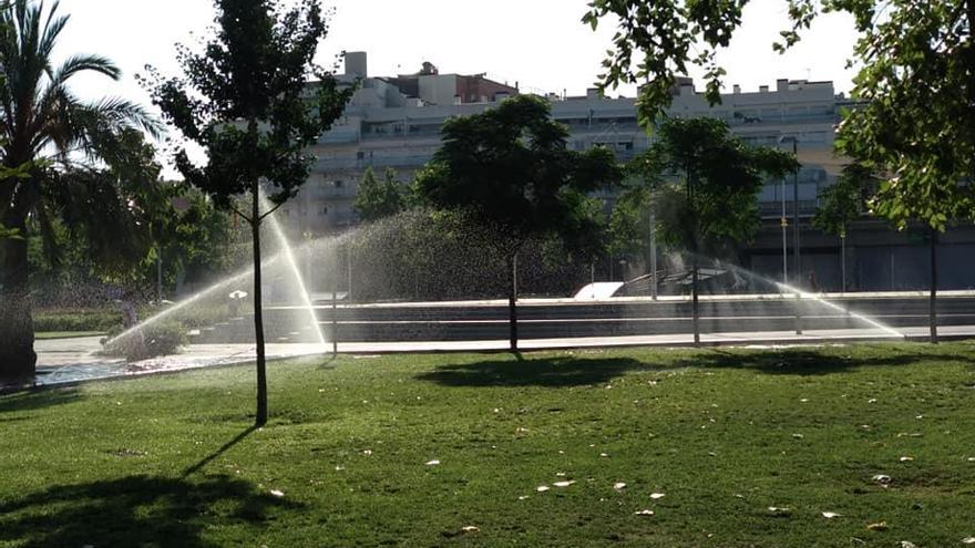 Un veí de Sant Narcís obre uns aspersors del Parc Central de Girona i queden funcionant 40 hores