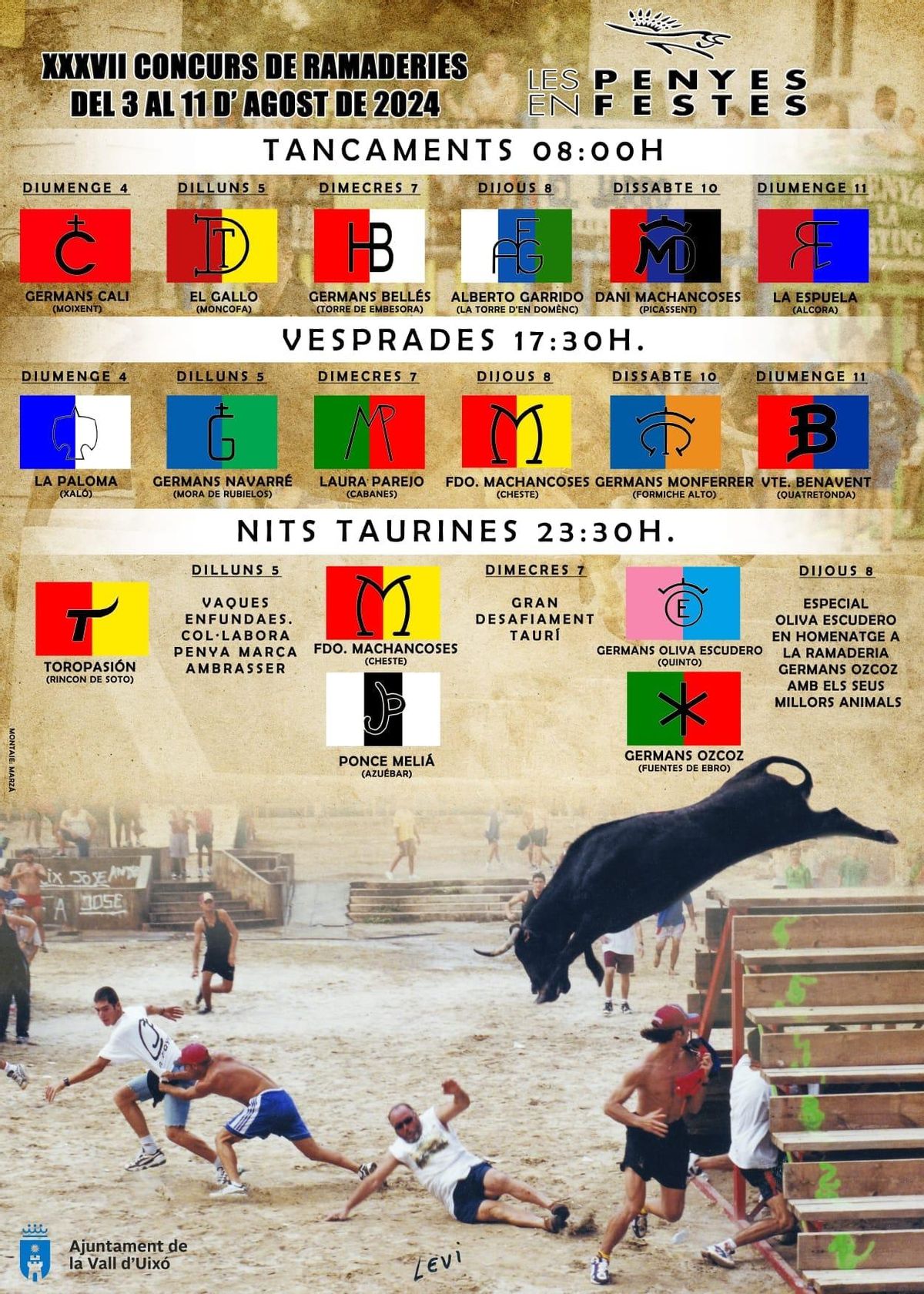 Cartel taurino de les Penyes en Festes.