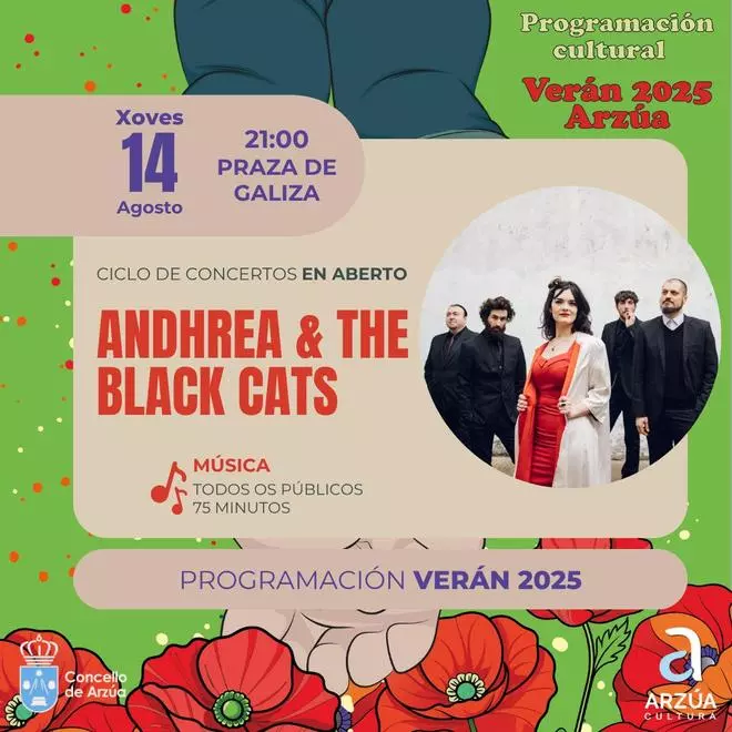 Arzúa recibe a Andhrea & The Black Cats no ciclo En Aberto