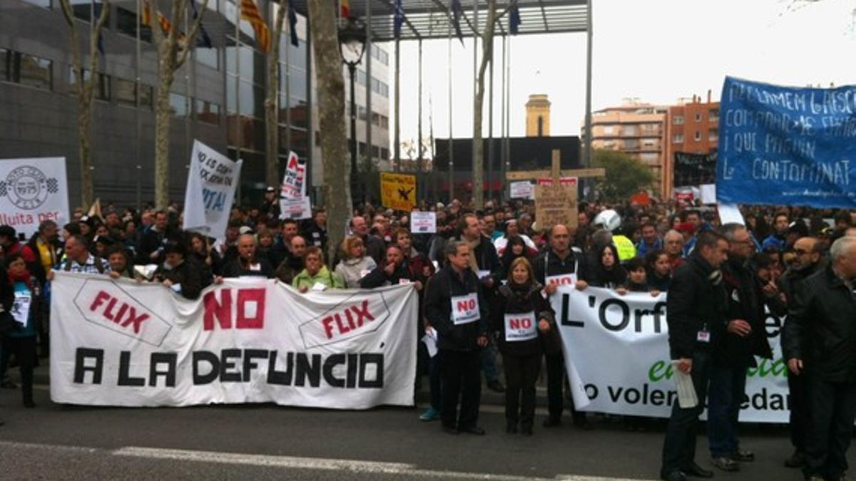 Protesta de trabajadores de Ercros de Flix