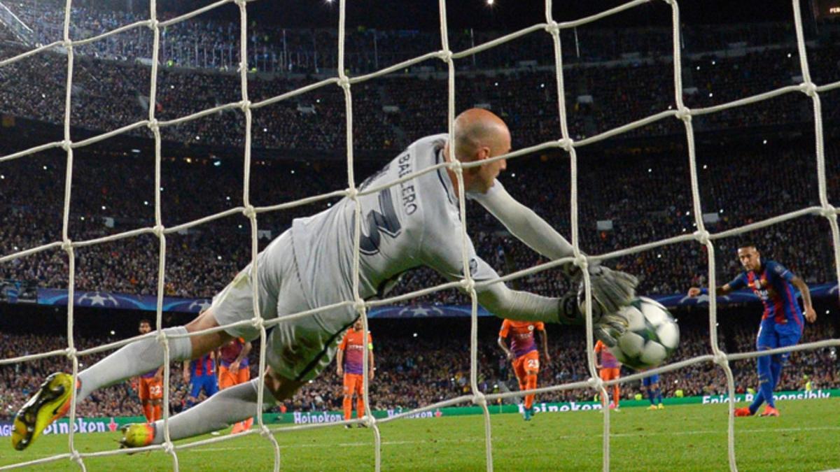 Caballero detuvo así el último lanzamiento de penalti efectuado por el FC Barcelona, a cargo de Neymar