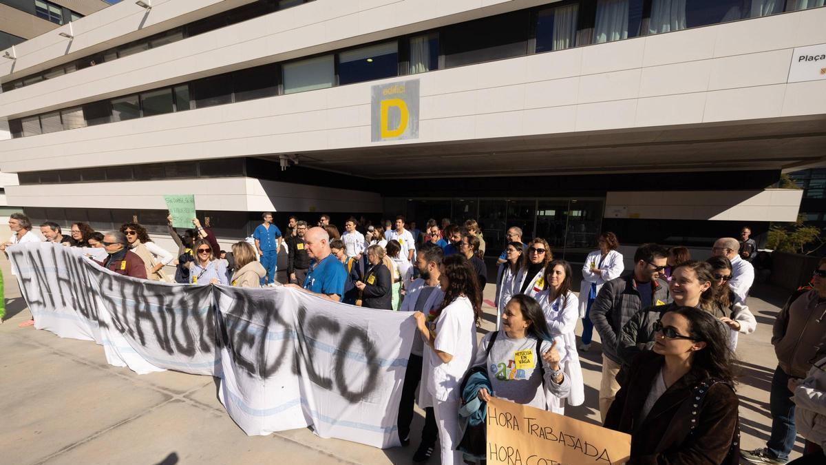 Imagen del cuarto día de huelga de los médicos de Ibiza