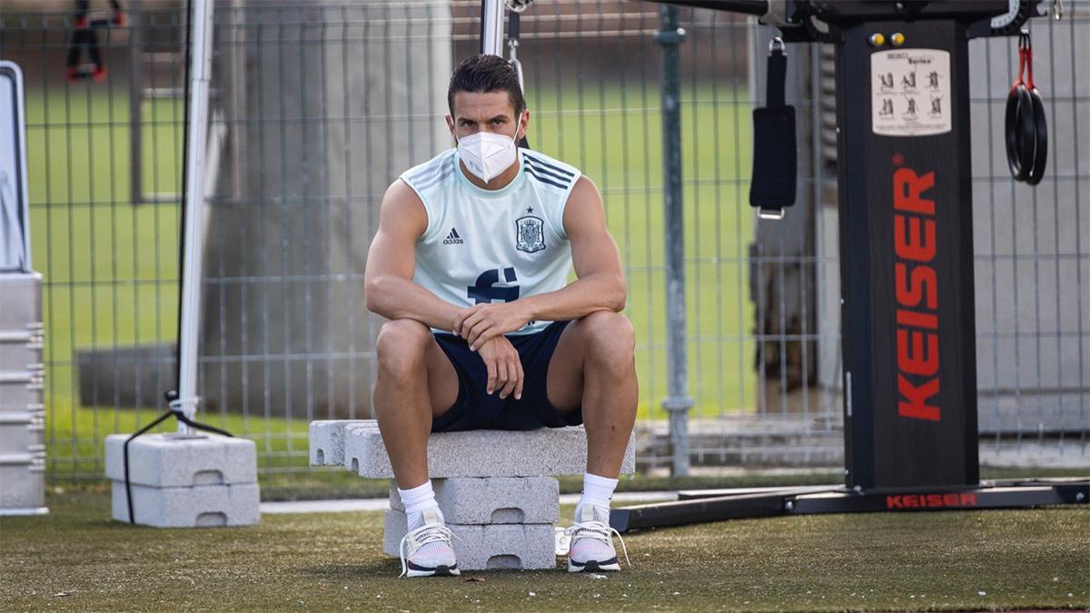 Koke, durante un entrenamiento con la selección