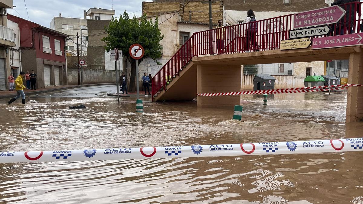 Inundaciones en la rambla de Espinardo, en Murcia.