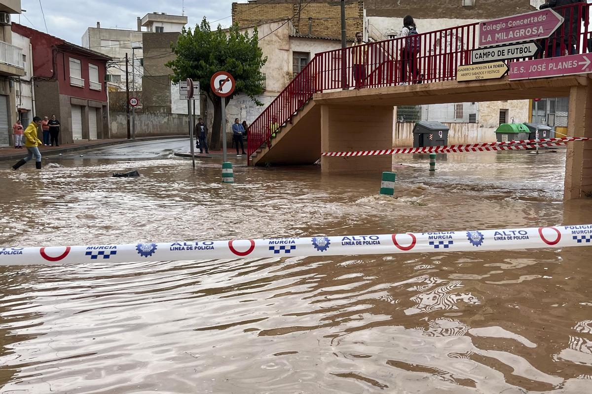 Inundaciones en la rambla de Espinardo, en Murcia.