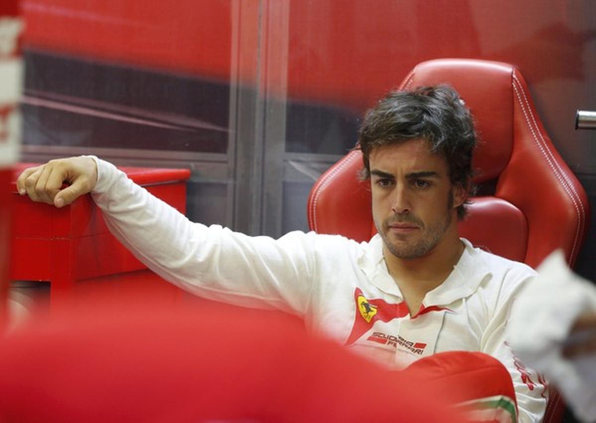 Fernando Alonso, després de la classificació a Singapur. Fernando Alonso, després de la classificació a Singapur.