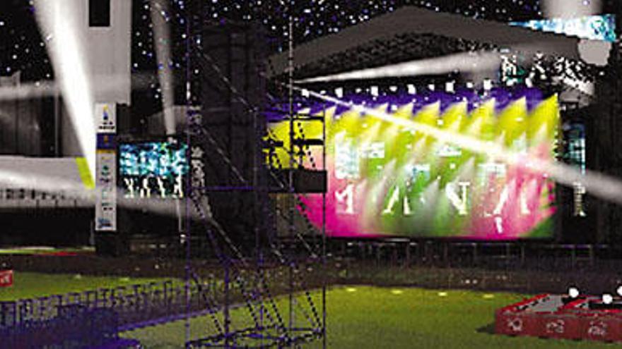 Imagen del diseño de escenario e iluminación del concierto de Maná en el Estadio de Gran Canaria. i LP/DLP