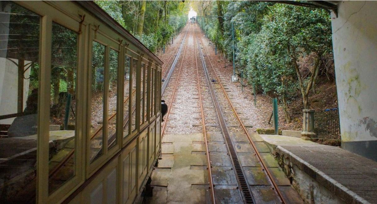 Vista actual del elevador del Bom Jesus do Monte de Braga.