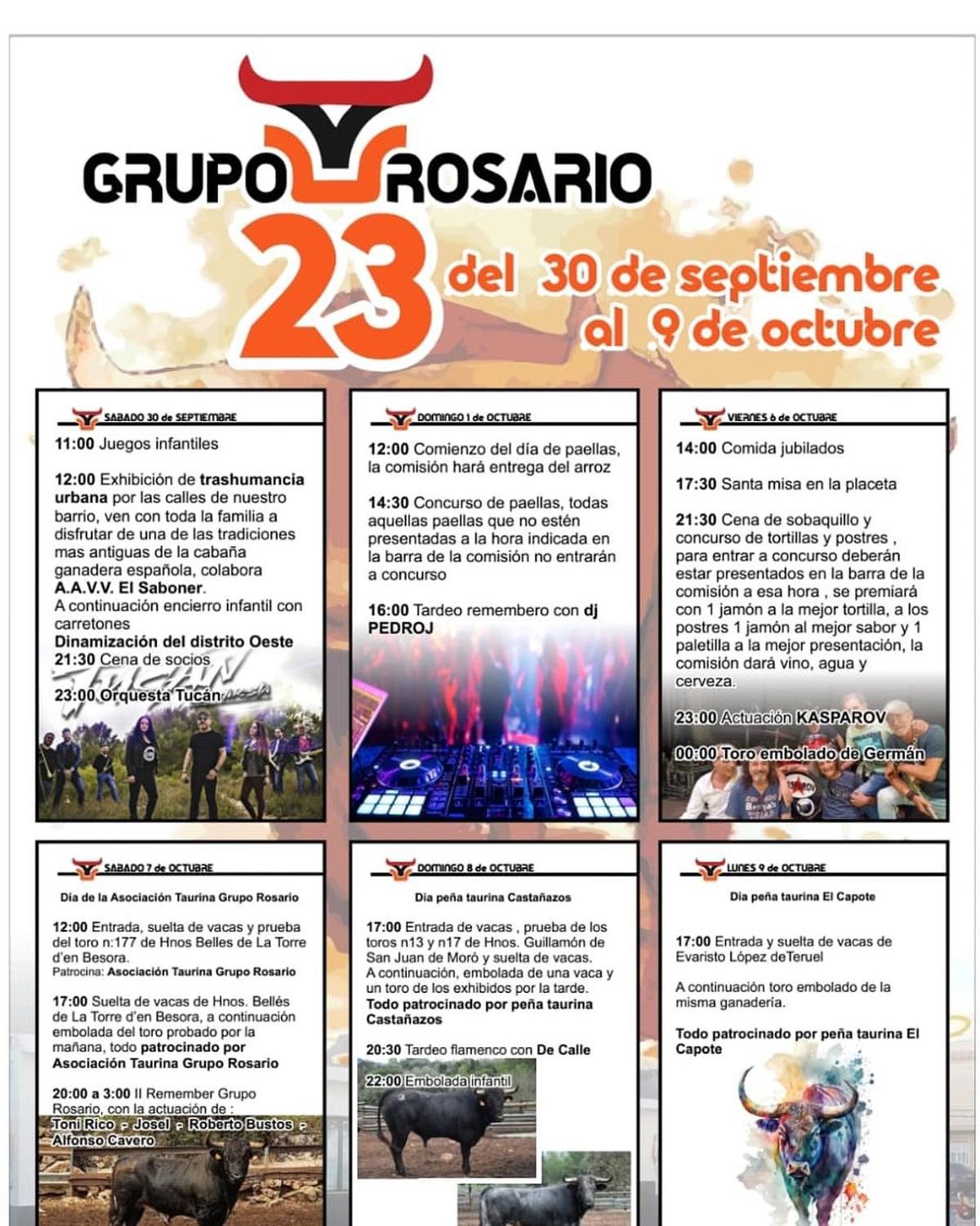 Programa de fiestas del Grupo Rosario.