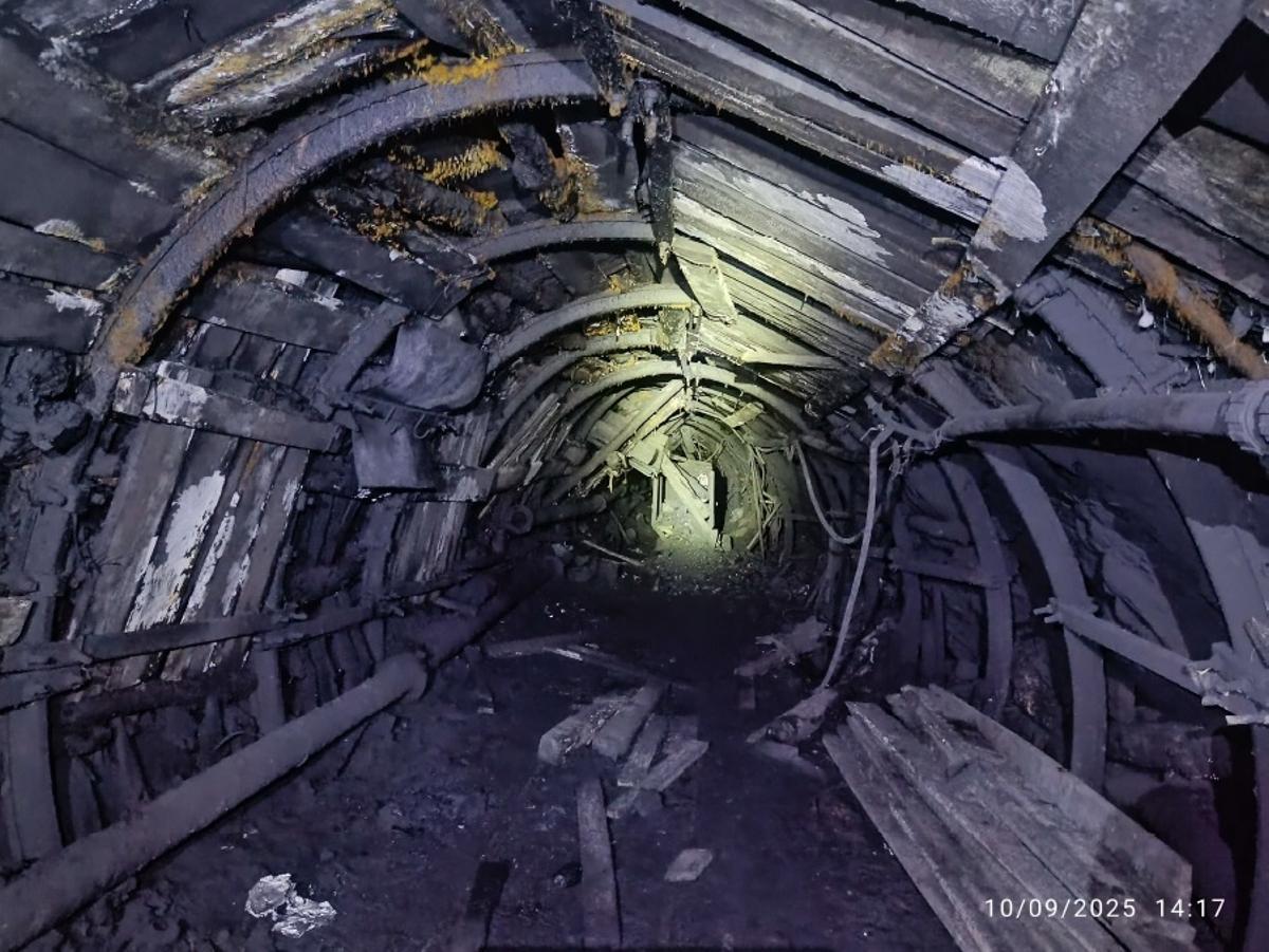 Interior de la mina de Cerredo donde se produjo la explosión.