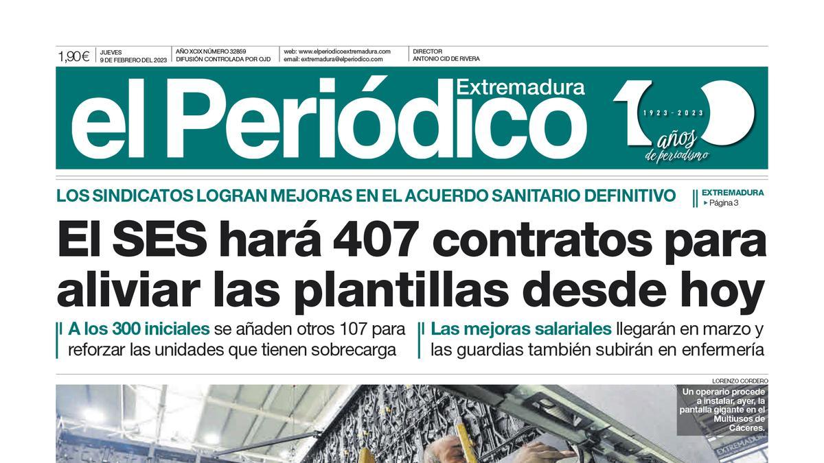 Consulta la portada correspondiente al día 9 de febrero de 2023