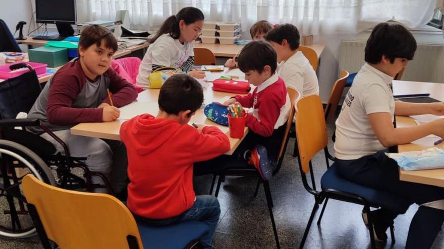 Niños, ayer, durante la actividad.