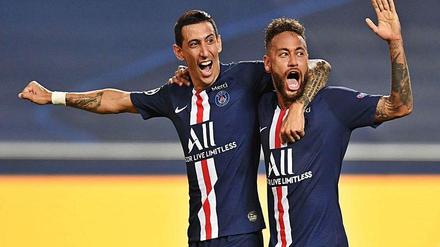 Di Maria, la figura del PSG, celebrant el 0-2 amb Neymar.