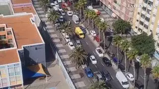 Retenciones en el acceso al túnel de Julio Luego y zonas aledañas por el cierre del viaducto del Guiniguada hacia el sur