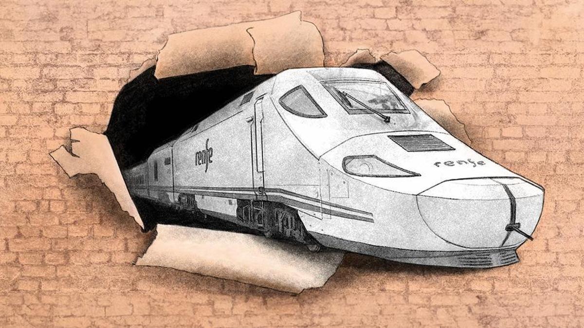 Ilustración de un tren de alta velocidad.