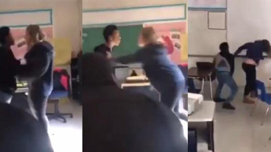 Brutal pelea entre un alumno y una profesora