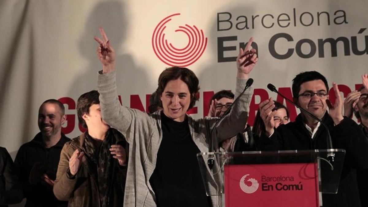 Ada Colau, en el inicio de la campaña en Barcelona.