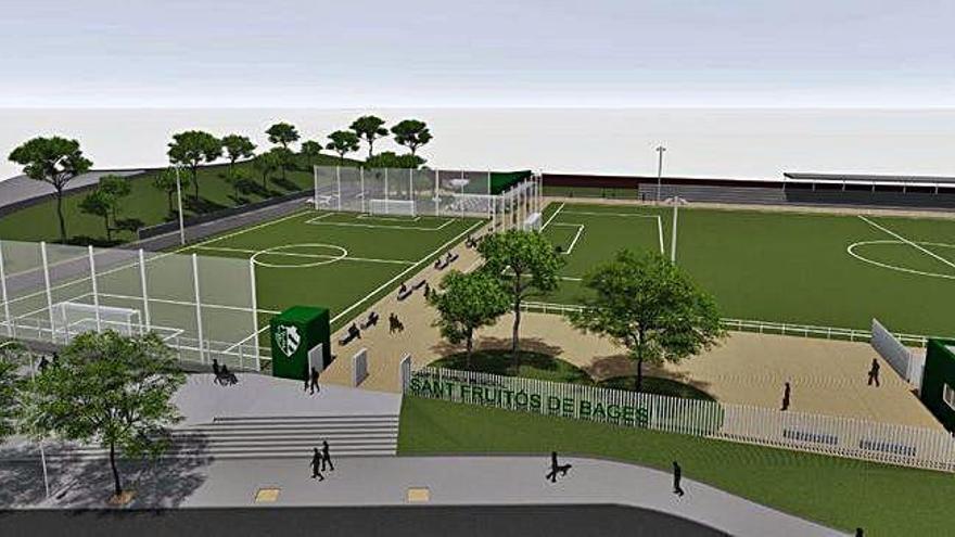 Imatge virtual de la remodelació completa del camp de futbol