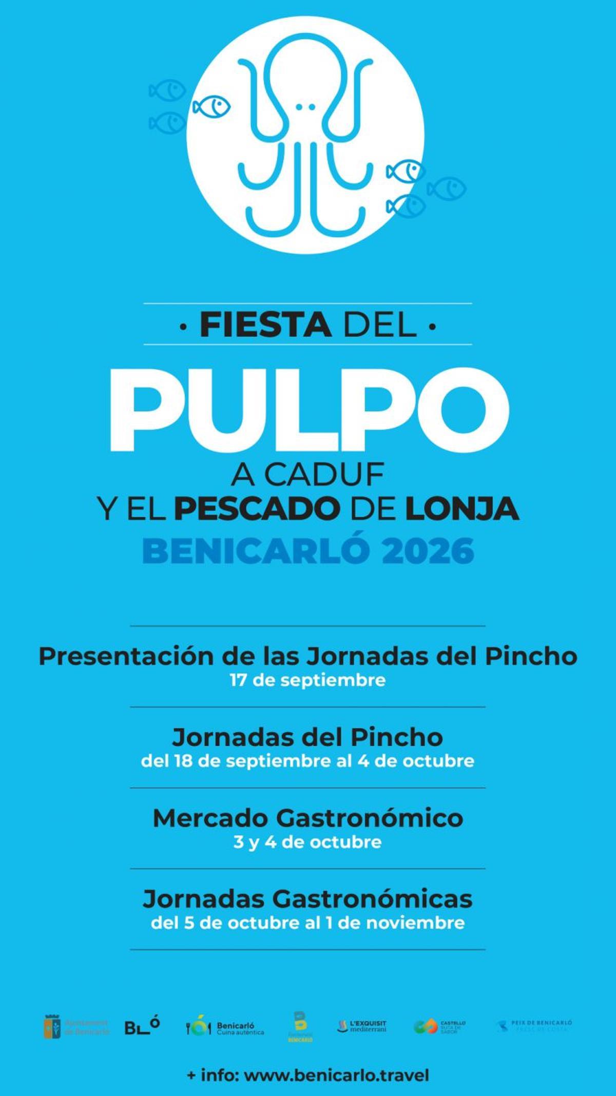 Cartel de la fiesta del pulpo a caduf y el pescado de lonja de Benicarló 2026