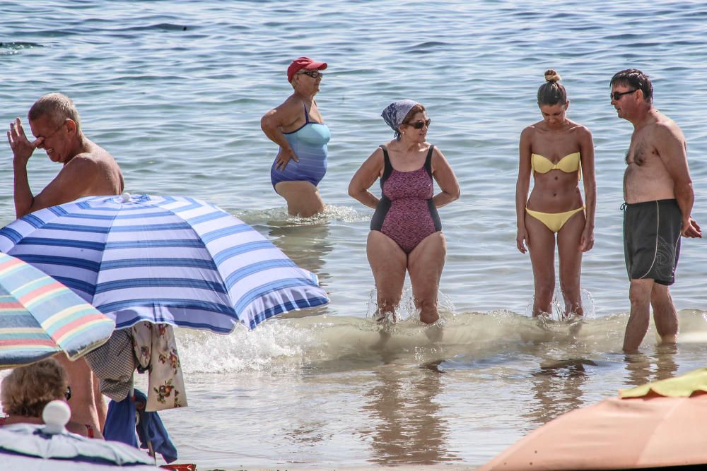 El buen tiempo y las buenas condiciones marítimas siguen animando a pasar la jornada en la playa pese a que desde hace tres semanas no hay servicio de socorrismo en Torrevieja