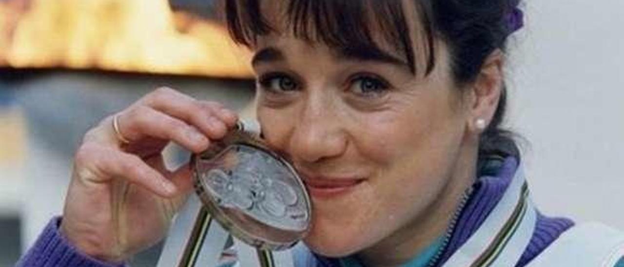 Blanca Fernández Ochoa, con su bronce en Albertville 92. // COE