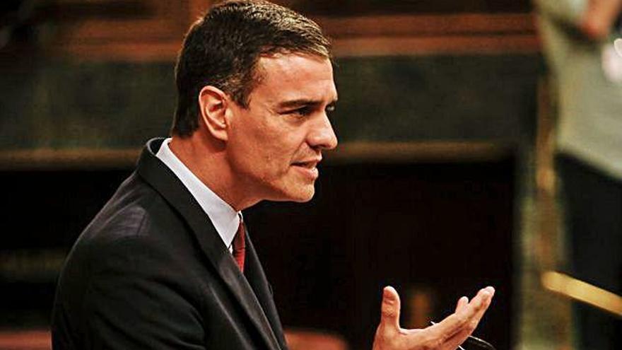 Pedro Sánchez durant la seva primera intervenció en el discurs d&#039;investidura.