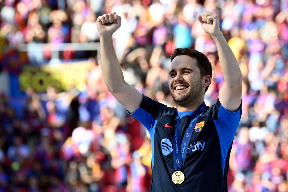 Jonatan Giráldez celebrando la Champions