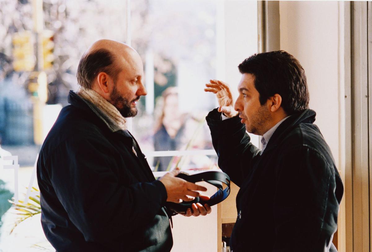 RODAJE DE LA PELICULA "LUNA DE AVELLANEDA". JUAN JOSE CAMPANELLA JUNTO A RICARDO DARIN