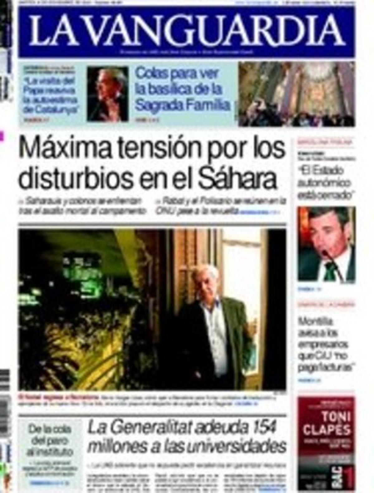 A les pàgines interiors ’La Vanguardia’ fa una revisió de la revalorització de la formació professional; informa que una menor apallissa una companya i una altra ho grava a Cassà de la Selva; que l’entorn de Ferran Mascarell obre un debat sobre Barcelona a les portes del 28-N; mostra la foto del retrobament del Nobel Mario Vargas Llosa amb Carmen Balcells; que el Govern, els sindicats i la patronal reprenen el diàleg social, i que el Govern estudia elevar els bons a 3.000 milions d’euros.